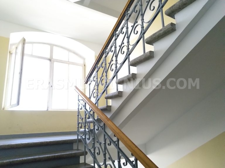 Panorama dei tetti del centro storico di Vilnius dall'appartamento mansardato