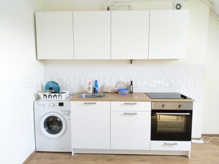 Vista dei tetti del centro storico di Vilnius dal lucernario in estate