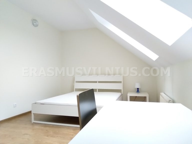 Interno della stanza per studenti con armadio e zona studio