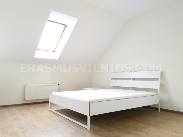 Bagno con pavimento piastrellato e doccia moderna nell'appartamento del centro storico di Vilnius